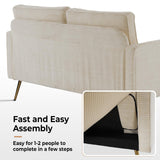 VINGLI 56" Modern Beige Loveseat,Small Corduroy Sofa Couch Deep Seat for Living Room,2-Seater Loveseat Sofa for Bedroom,Apartment,Office,Dorm,Small Space VINGLI