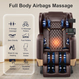 FURNIMAT 2025 Massage Chair Full Body, Zero Gravity Massage Chair with 10 Fix Rollers, Heating, Foot Massage, Auto Modes, Bluetooth Speaker, Touch Screen Controller (Brown Premium) FURNIMAT