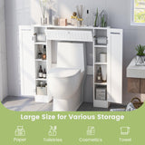 Giantex Over The Toilet Storage Cabinet with 2 Doors and Adjustable Shelves, Space-Saving Rack Bathroom Shelf with Paper Holder, Freestanding Bathroom Storage Over The Toilet for Small Space, White Giantex