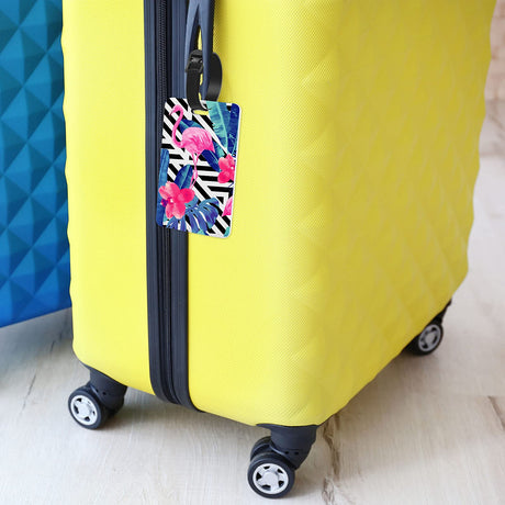 Huhumy 8 Pcs Sublimation Blank Luggage Tags White Blank Travel Tags with Strap Double Sided MDF Suitcase Label Tag Heat Transfer Name ID Card DIY for Women Men, 4 x 2.75 Inch Huhumy