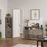 51" Farmhouse Buffet Sideboard with Storage, Kitchen Pantry Cabinet with Storage Drawers, Wood Cupboard Hutch, Coffee Bar Station Table for Kitchen, Living Room, Dining Room, Grey FiveWillowise