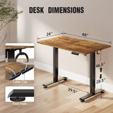 Veken 48 Inch Electric Standing Desk, Height Adjustable Sit Stand Up, Wood Desktop, Work Home Office Computer PC Table, Tall Standup Workstation, Gaming Writing Study Bedroom Rising Desks, Brown Veken