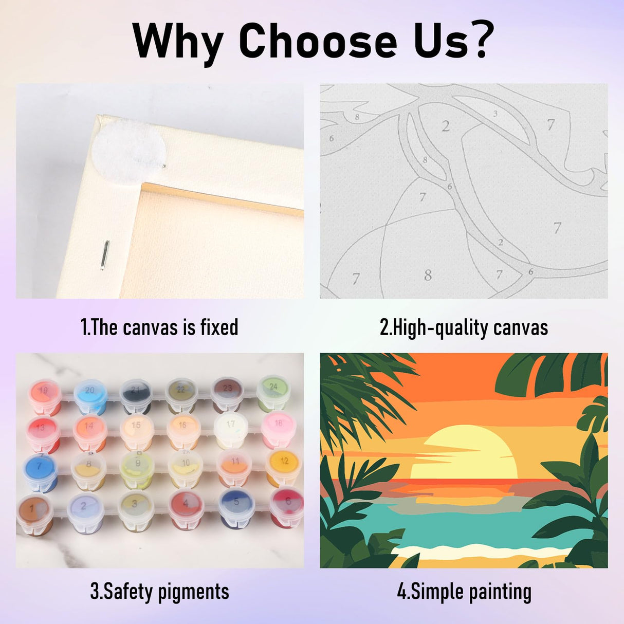 HEIBAGO Framed Paint by Numbers kit for Kids, 4 Pack Landscapes Paint by Numbers for Kids Ages 8-12, Sun Paint by Numbers Kits Children Beginner, DIY Acrylic Oil Painting for Home Wall Decor 8x8 inch HEIBAGO