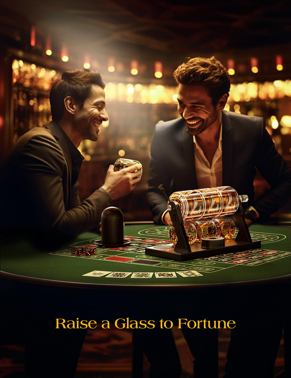 Slot Whiskey Decanter Sets for Men, Kollea 50.7 Oz Whiskey Decanter Set with 4 Dice Glasses, Casino Style Decanter for Bourbon, Gifts for Men Dad, Him, Boyfriend, Guy, Birthday, Anniversary, Valentine Kollea