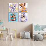 MAXBYE 4 Pack Paint by Numbers Kit for Kids, Cute Animals Painting Kits for Ages 8-12, Easy Paint by Number for Kids with Wooden Frame, DIY Acrylic Oil Painting Kit for Wall Decor 8X8 in MAXBYE