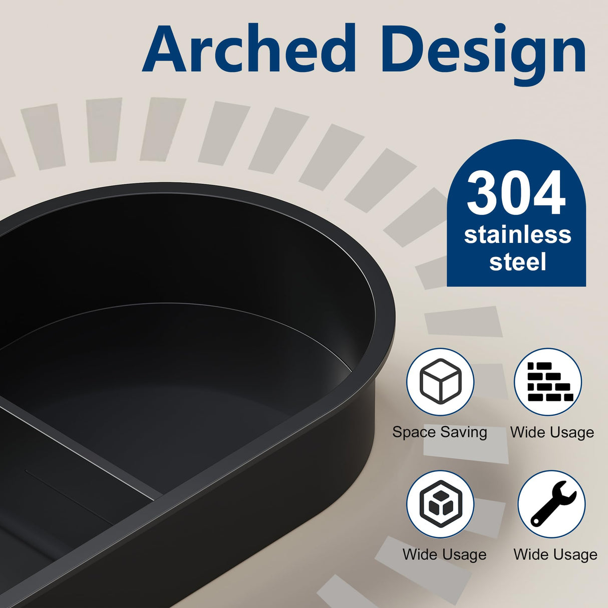 Qeke Stainless Steel Shower Niche 12" X 24", No Tile Needed Arched Niche Double Shelves, Recessed Shower Shelf Arched for Shower Wall, Matte Black Qeke