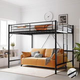 VINGLI Queen Loft Bed with Flat Rungs for Adults, Kids and Young Teens, No Box Spring Required,Heavy Duty Metal Slat Support, Black VINGLI