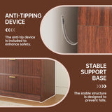 FURSUN Fluted 6 Drawers Dresser for Bedroom, 54" Wide Wooden Dresser with Metal Handle, Curved Profile Design, Modern Storage Organizer for Bedroom, Living Room, Hallway, Walnut FURSUN