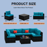 OUGMMGOU 5 Piece Patio Furniture Set, All-Weather PE Rattan Wicker Outdoor Sectional Furniture with Tempered Glass Table, Outdoor Couch Set OUGMMGOU