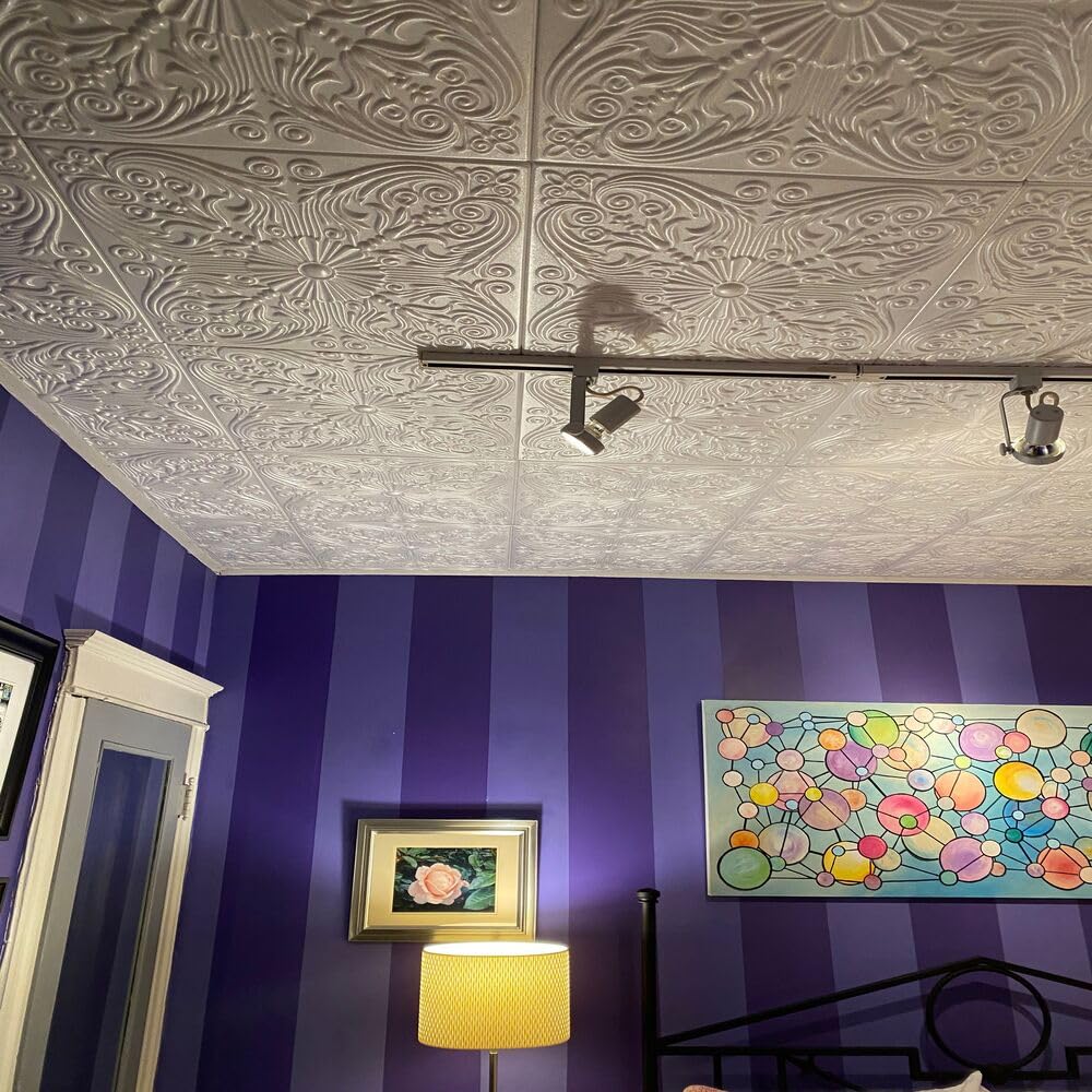 A La Maison Ceilings R139 Spanish Silver Foam Glue-up Ceiling Tile (259.2 sq. ft./Case) Pack of 96, Antique Silver À LA MAISON CEILINGS