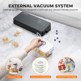 DEVINC Vacuum Sealer Machine, Compact Food Sealer with 10 Vaccum Bags & 1 Bag Roll, Multi-functional Food Vacuum Sealer for Food Storage, Dry & Moist Food Modes with Built-in Cutter, Black DEVINC
