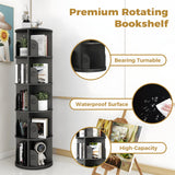 Hestiasko 5 Tier Rotating Bookshelf, 360 Rotating Bookcase, Spinning Bookshelf Tower for Kids & Adults, Corner Bookshelf for Small Space, Revolving Bookcase for Bedroom, Living Room, Black Hestiasko