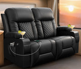 MOSGAT RV Loveseat Recliner Sofa, Reclining Loveseat Wall Hugger Recliners with USB Ports, Cup Holders, Insert Pockets, RV Recliners for Travel Trailers & Living Room, RV Furniture | RV Couch | Black MOSGAT