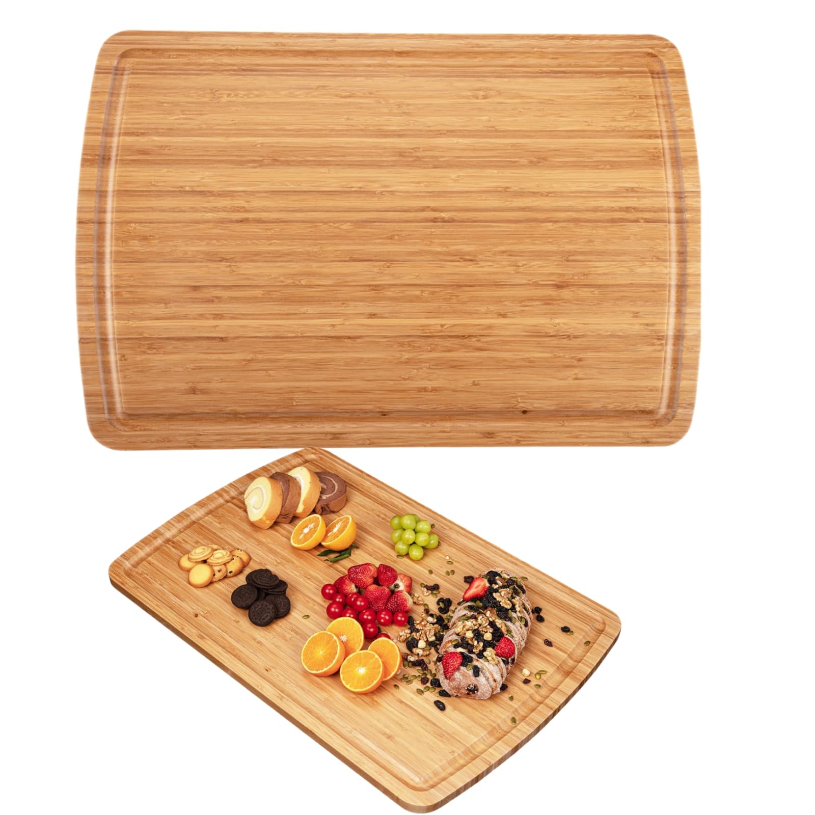 30" Extra Large Bamboo Cutting Boards for Kitchen, Wooden Chopping Board with Juice Groove, Reversible Butcher Block Cutting Board Carving Board for - WoodArtSupply