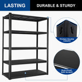 BILT HARD 2000LBS Garage Shelving, 39.4" W x 18" D x 72" H, 5-Shelf Storage Shelves Heavy Duty, Industrial Metal Shelving Units with Adjustable Shelf, Steel Utility Shelves, Black BILT HARD