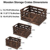 LYDWOO8D Decorative Wood Crates Nesting Crates Wooden Storage Container,Farmhouse Wood Crates for Storage,Display,Decor Boxes-Brown Set of 3 LYDWOO8D