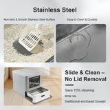 Marchul Enclosed Stainless Steel Cat Litter Box with Lid & Drawer Design, XL Extra Large for Indoor Cats, Metal Covered Cat Litter Box, Baffles for Anti-Leakag, with Litter Scoop & Litter Mat Marchul