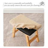 Foot Stool,Ottoman,Bamboo Small Sofa Foot Rest Under Desk,Extra Seating for Living Room, Bedroom and Kitchen (Natural Stool Legs - Beige Surface) Kitsanery