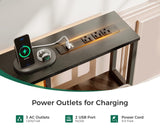 AODK 55-Inch Computer Desk with Power Outlets and LED Lights, Gaming Desk with 4 Fabric Drawers, Reversible Office Desk with Monitor Riser, Writing/Study Table for Home, Black AODK