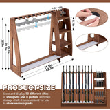 Wooden Gun Rack with Holder, Indoor Floor Standing Rifle Rack, Gun Display Storage for Home or Garage Storage, Holds 10 Long guns and 8 handguns(Walnut) Lineshading