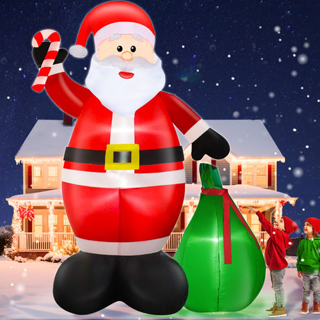 12 Ft by 7.6 Ft Giant Christmas Inflatables Decorations Outdoor Santa Claus with Gift Bag with LED Light for Christmas Blow Up Yard Decor for Lawn Garden Party Holiday Xmas Decorations Cute Fun TURNMEON