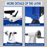 Wood Lathe,Benchtop Wood Lathe Machine 5 Variable Speeds 500/750/1150/1800/3200RPM for Woodworking-Perfect for Small Spaces & Precision Turning (10" x 18") Endvler