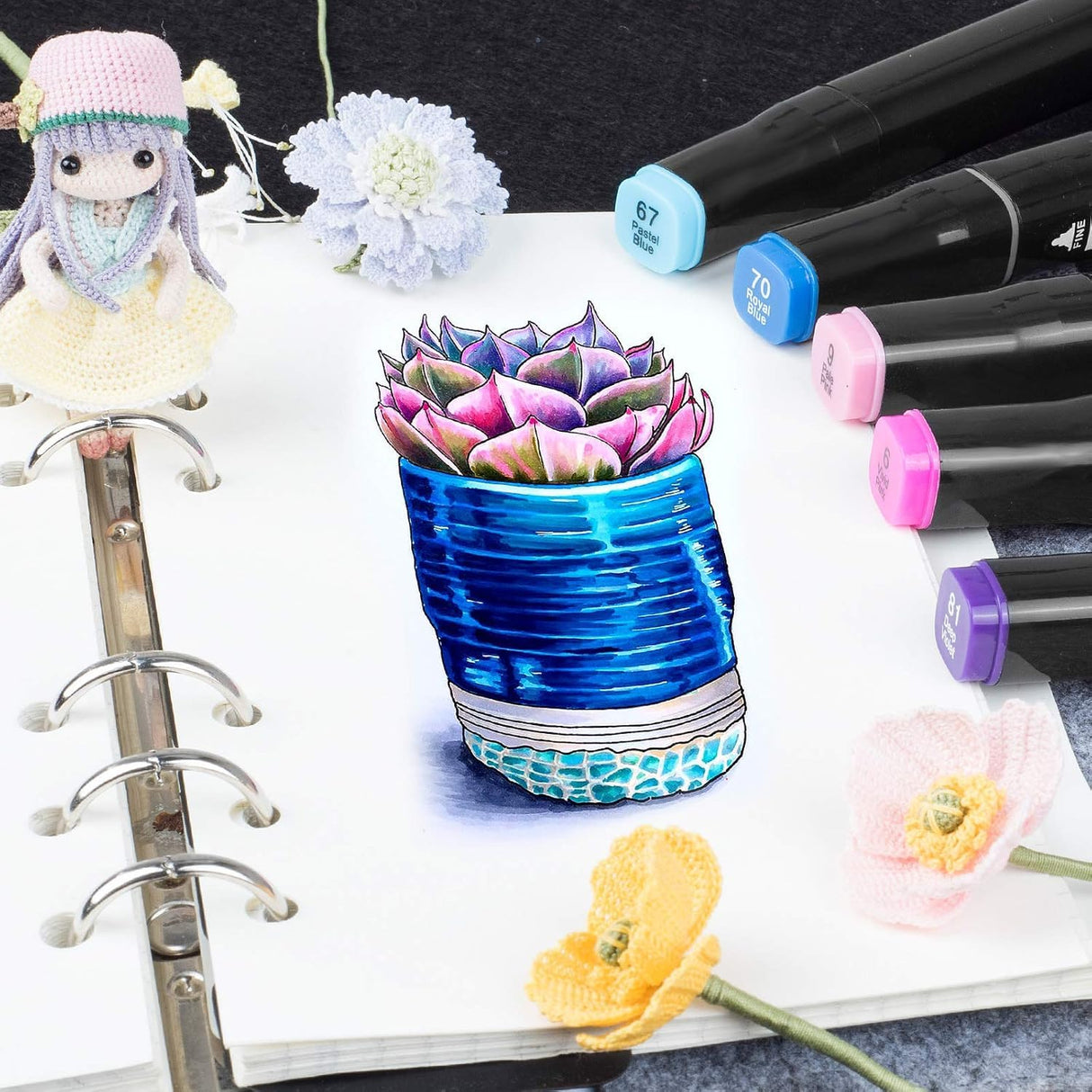 GLUKLITCH Alcohol Markers Set of 80, Dual Tip Alcohol Based Markers, Brush Tip Permanent Markers Sketch Pens for Artist Illustration, Art supplies, Giftable Pen Set GLUKLITCH