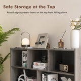 SILKYDRY 3-Tier Open Bookcase with 8 Cubes - Versatile Wooden Storage Cabinet in Grey SILKYDRY