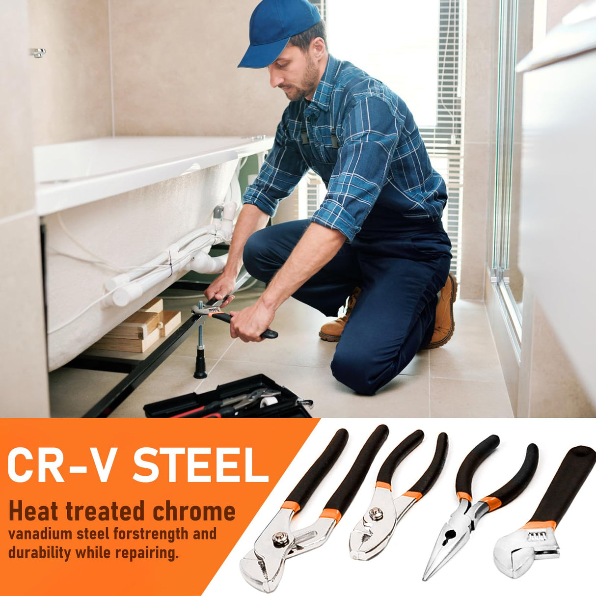 THINKWORK Tool Set - 207 Piece Portable Home Repairing Tool Kit, General Household Hand Tool Set with 13'' Wide Mouth Open Storage Tool Bag, Perfect for DIY, Home Maintenance, Handyman - Gift for Men THINKWORK