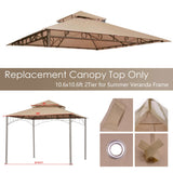 Yescom 10.6'x10.6' Gazebo Top Replacement for 2 Tier Summer Veranda Frame Canopy Cover Patio Garden Yard Dark Beige Y00710T01 Yescom