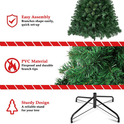 Fenbeli 6ft Christmas Tree with 1000 Branch Tips - Artificial Xmas Tree with Metal Hinges & Foldable Base for Home, Office, Party Decoration (Green, 6FT)