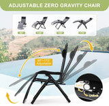 Garvee Lounge Chair Supports Indoor/Outdoor Adjustable Folding Recliner with 29 Inch Seat, Removable Cup Holder & Headrest Grey Garvee