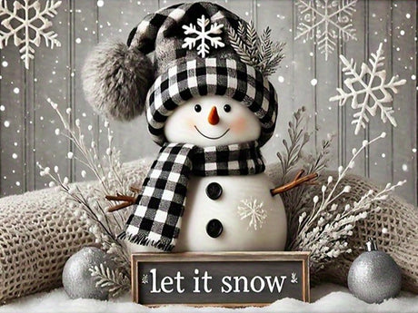 Clendo Winter Cute Snowman Diamond Art Kits for Adults - Christmas 5D Diamond Painting Kits Full Drill Crystal Rhinestone Gem Art Craft Kits for Home Wall Decor 12X16Inch Clendo