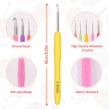 iKumar Crochet Hooks Set, 12 Sizes Crochet Needle Kit, 41 Piece Crochet Kit with Ergonomic Handles for Arthritic Hands, Knitting Needles with Yellow Storage Case iKumar