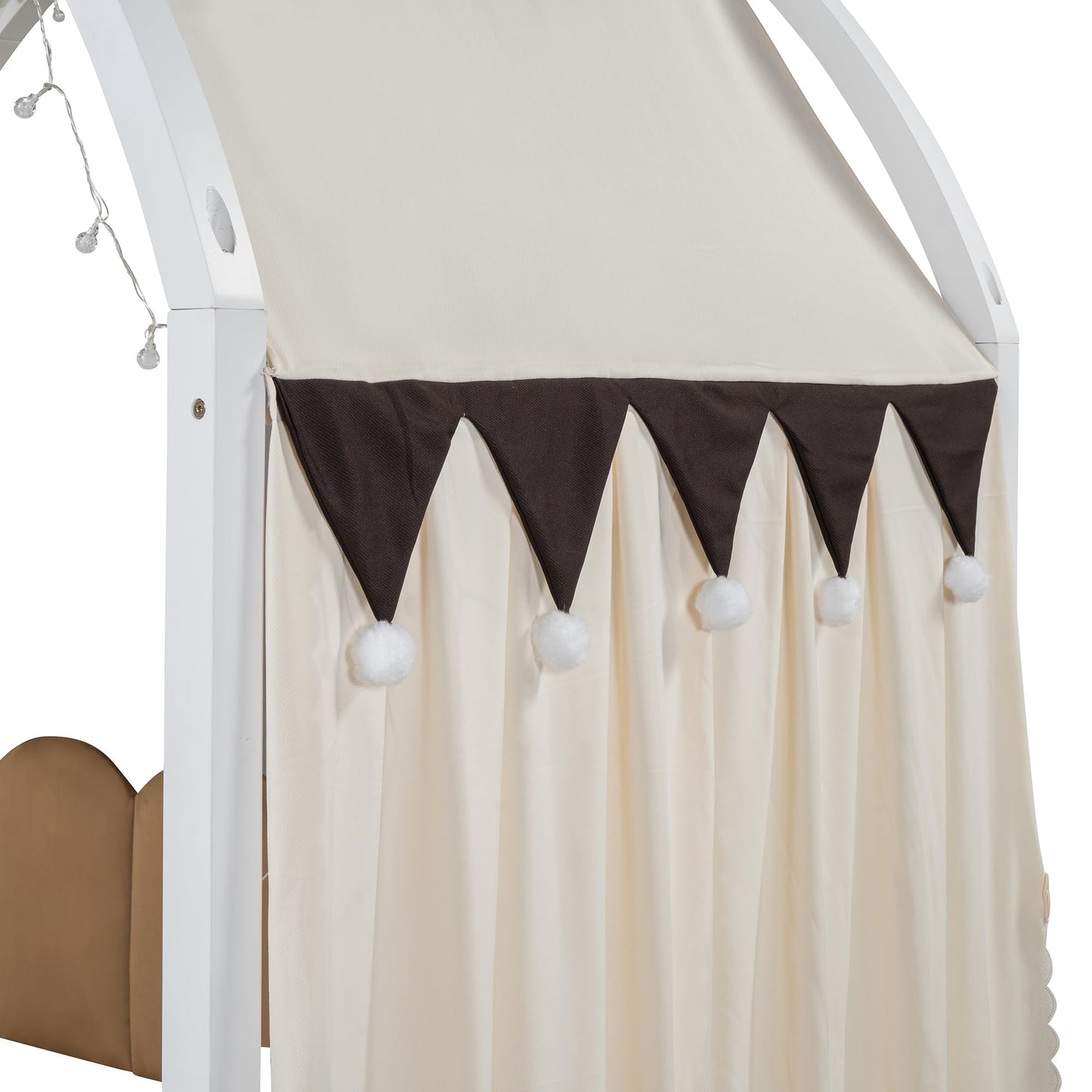 Polibi Twin Size Extended Bed with Arched Canopy, Trundle and Light Strip, Wooden Canopy Bed with Whiteboard (White)