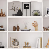 Elegant White Tall Bookcase with Glass Doors & 14 Compartments for Stylish Storage Homsee
