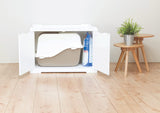 TRIXIE XL Furniture Litter Box Enclosure (White), Hidden Litter Box for Cats with Openings on Either Ends & Large Ventilations Slots, Double Doors for Easy Cleaning, Removable Divider TRIXIE