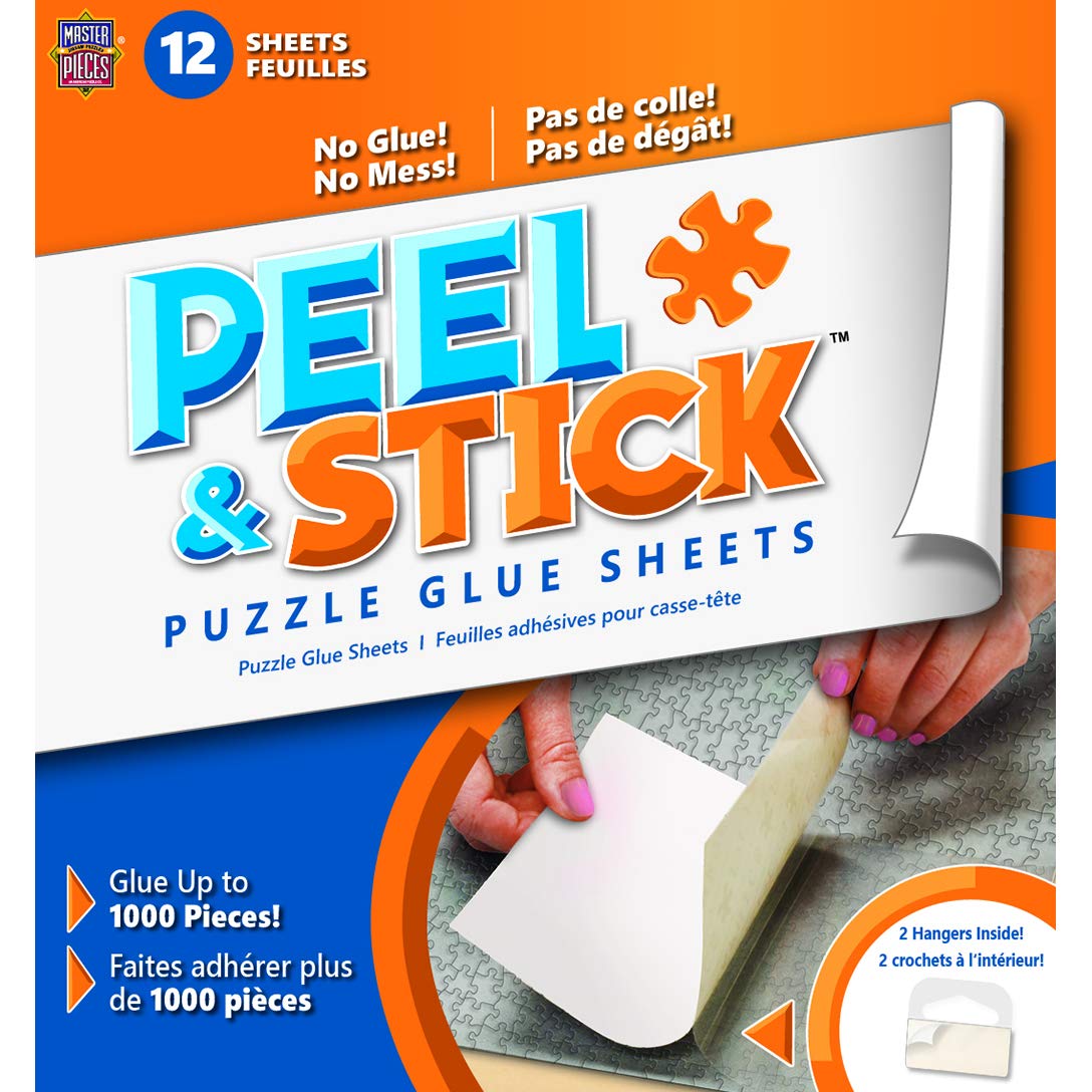 MasterPieces Accessories - 12 Permanent Adhesive Jigsaw Puzzle Glue Sheets with Peel-Off-Backers Masterpieces