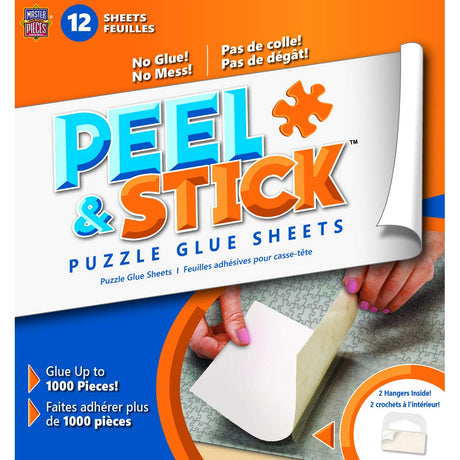 MasterPieces Accessories - 12 Permanent Adhesive Jigsaw Puzzle Glue Sheets with Peel-Off-Backers Masterpieces