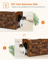 MUTTROS Cat Tree with Litter Box Enclosure, 50" Modern Cat Tree for Large/Fat Cats with Cat Condo, Wooden Cat Furniture with Large Hammock and Top Perch, Rustic Brown MUTTROS