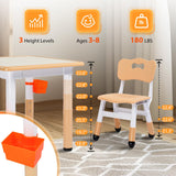 JOYMOR Height-Adjustable Kids Table and Chair Set w/ 2 Pen Boxes(2 Chairs Included), Activity Table and Chairs for Kids 2-5 Suitable for Crafts and Study w/Anti-Slip Chair Legs (Beige) JOYMOR