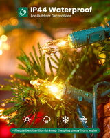 Clear Christmas String Lights 100 Count 25 Feet Incandescent Bulb Mini Lights for Indoor Xmas Tree Garland Birthday Wedding Party Festival Decoration, Green Wire Minetom
