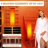 amocane Far Infrared Sauna, 1-2 Person Sauna for Home, Wooden Lounger, 5 Ceramic Heater & 4 Carbon Fiber Panel, Oxygen Bar, Dry Saunas Spa(Hemlock, L 70.86" x W 70.86" x H 74.8") amocane