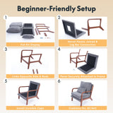 FLEXISPOT AC1 Accent Chairs Set of 2, Upholstered Mid Century Modern Corduroy Armchairs with Solid Wood Frame, Comfy Lounge Reading Chairs Farmhouse Armchairs for Living Room, Bedroom, Balcony (White) FLEXISPOT