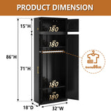 Polup Metal Armoire Wardrobe Closet, 86 Inch Tall Freestanding Wardrobe Cabinet with Hanging Rod, Bedroom Armoires with Doors, 18" D x 32" W x 86" H, Black, Assemble Required, Shipped in Two Packages Polup