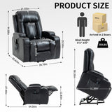 Trustyue Power Lift Recliner Chair with Heat and Massage, Lift Chairs for Standing Assistance, 2 Cup Holders, 4 Pockets, USB Charge Port, Breathable Leather Black Trustyue