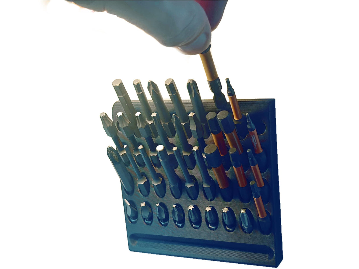 Wall Mounted Drill Bit and Driver Organizer, Sleek Low Profile Design, Workshop Organization, Shop Owner essentials, Holds 34 Drivers, Power Tool Gifts, Drill Accessory, Black, Made In Texas, 1 pc Generic