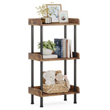 Hosfais Bookshelf Small Book Shelf, 3 Tier Wood Bookcase Industrial Bookshelf Metal Standing Book Shelves Display Book Rack for Living Room Bedroom Home Office (Rustic Brown) Hosfais