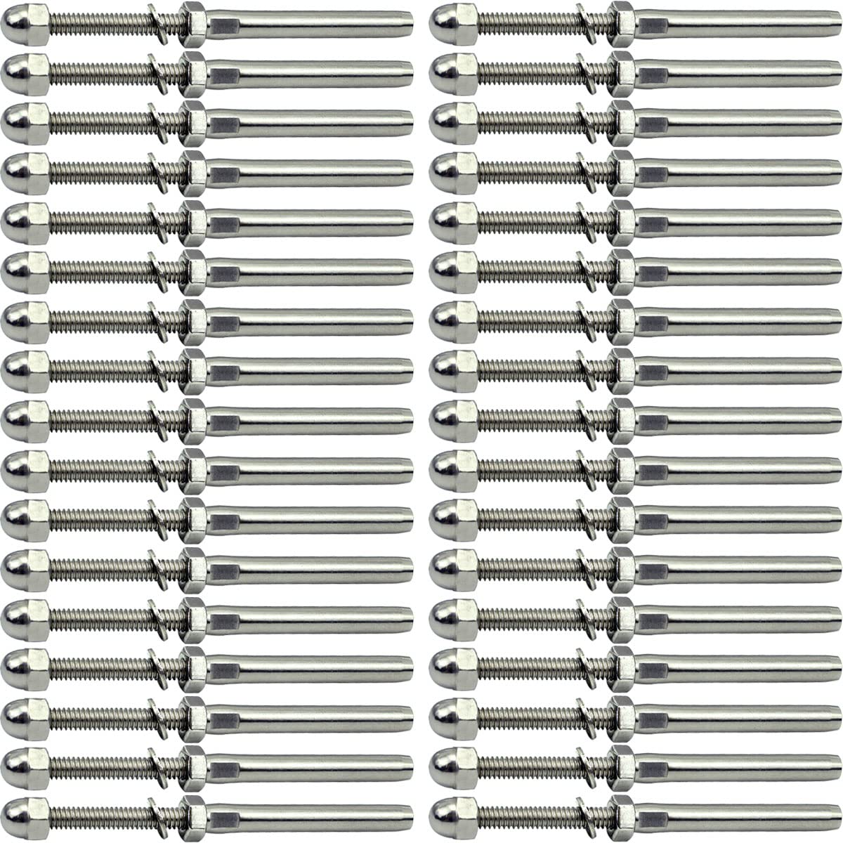 Sowtowe 3/16 T316 Stainless Steel Stud Tensioner Cable Railing Hardware 60pcs，for Wood & Metal Posts Cable Railing System Kit Sowtowe