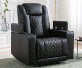 ANJ Electric Power Recliner Chair Soft Leather Reclining with USB Ports and Cup Holders, Black Home Theater Seating with Hidden Arm Storage Movie & Media Room Chairs ANJ